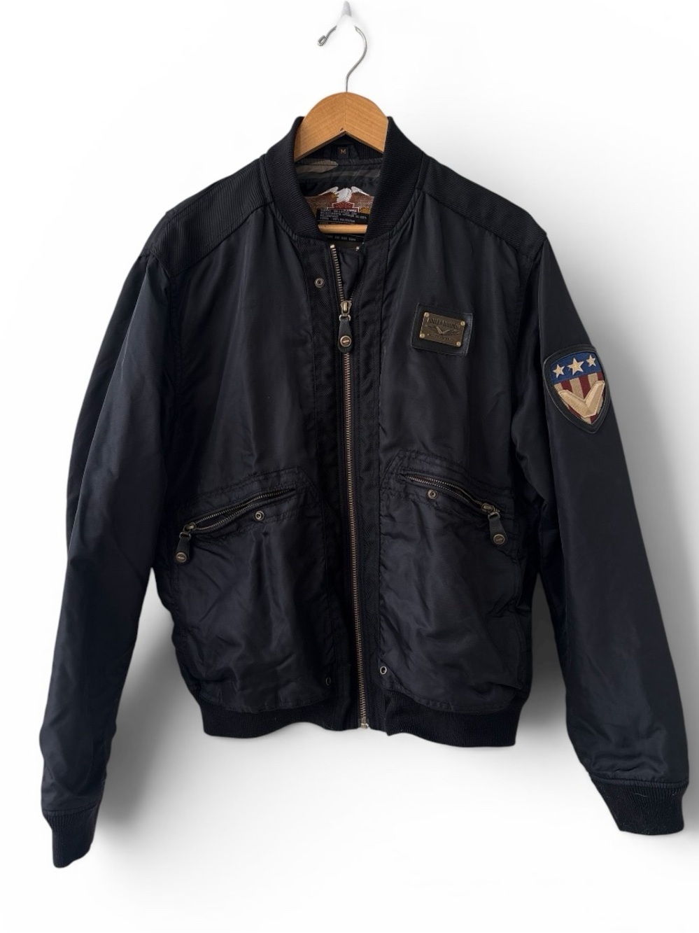 Harley-Davidson Men’s Black Bomber Riding Jacket Camo Lined MEDIUM